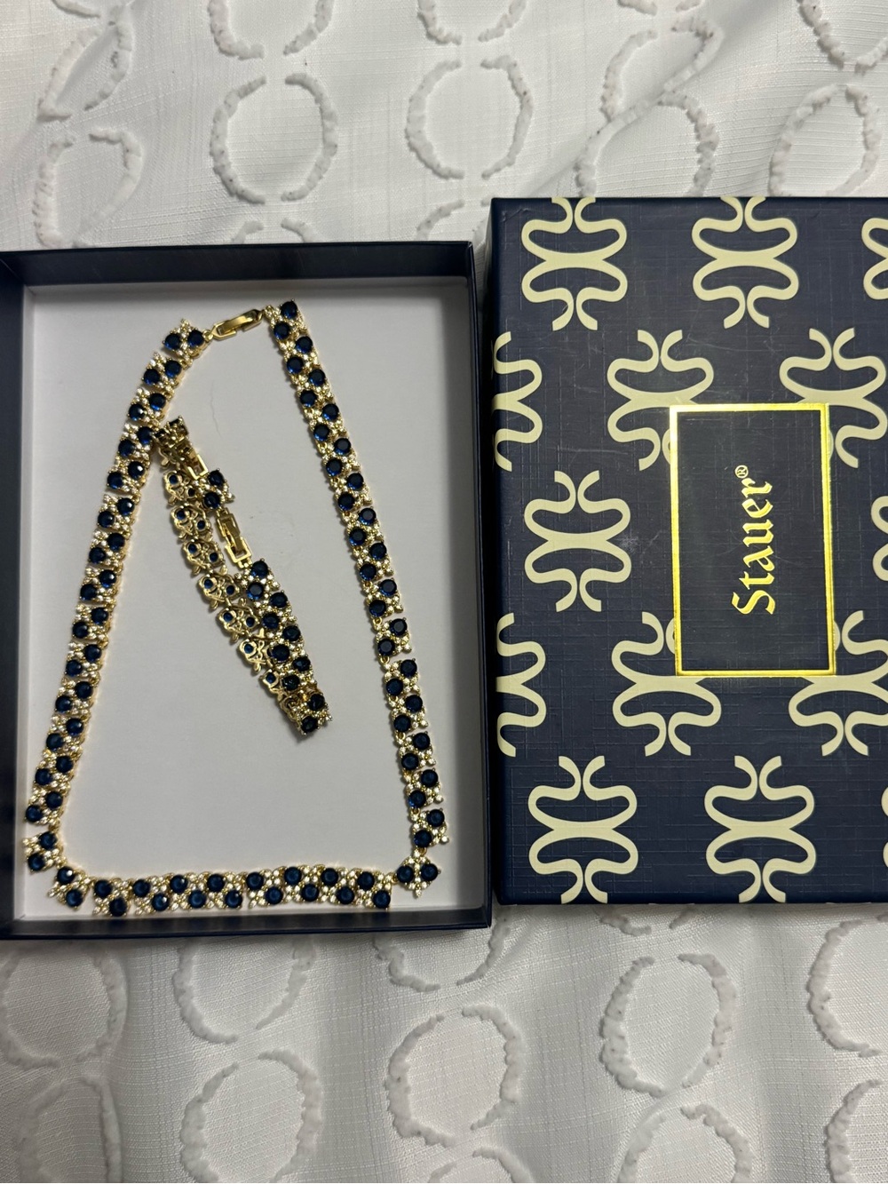Stauer Gold-Tone Necklace with Blue Stones